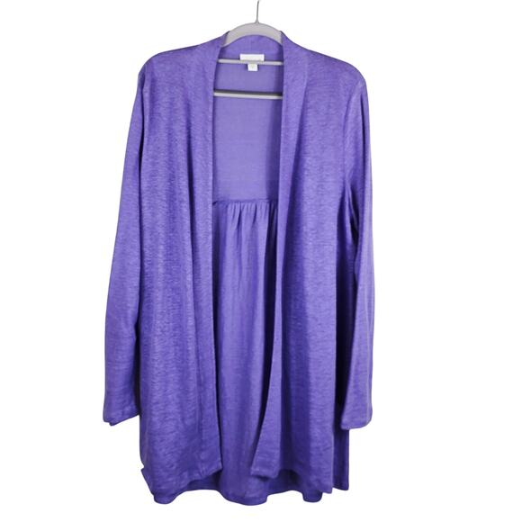 Pure Jill Love Linen Heathered Lavender Purple Athleiisure Cardigan Womens M - Picture 1 of 5